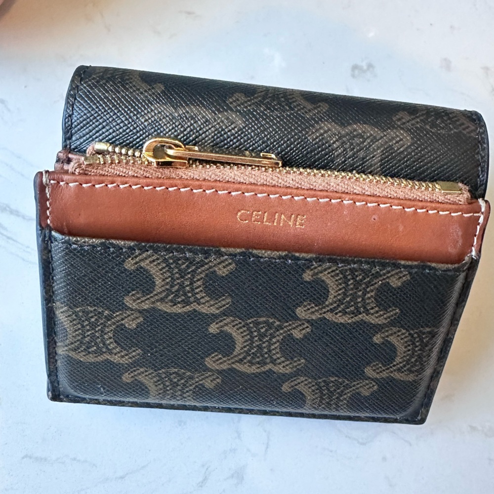 Authentic Compact Wallet With Coin Triomphe In Tr… - image 6